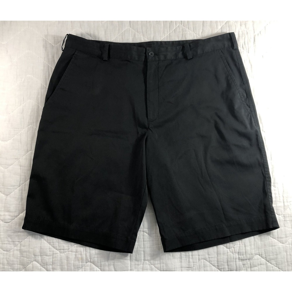 Nike Golf Shorts Men's Size 38 Black Dri-Fit Logo Swoosh Bermuda Pockets Golfing